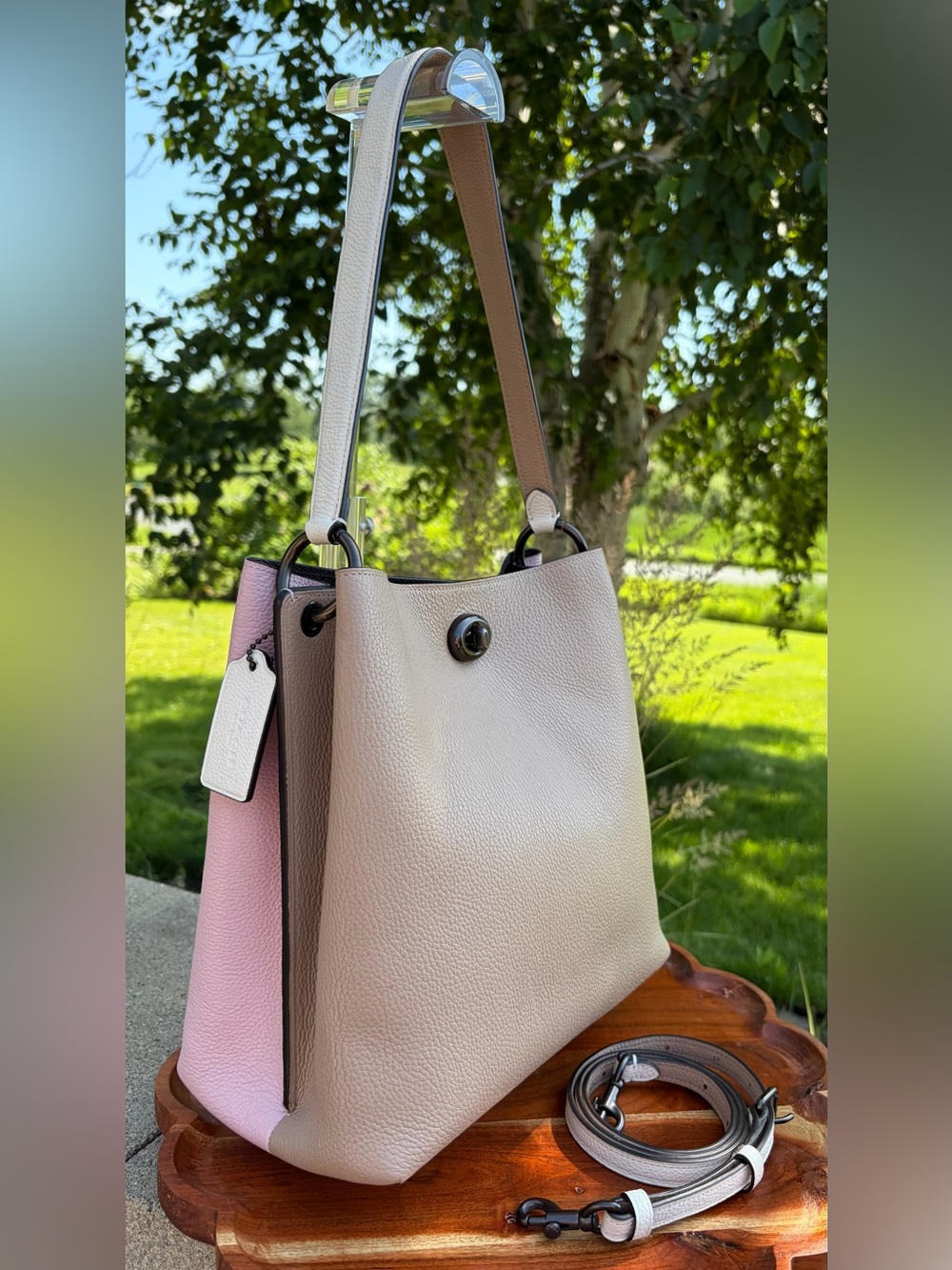 Coach Charlie Bucket Bag Tote Colorblock Pebble Leather Like New - Picture 16 of 17